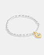 COACH®,HEART LOCK STRETCH BRACELET,Gold/Pearl,Front View