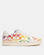 COACH®,CLIP LOW TOP SNEAKER IN RAINBOW SIGNATURE CANVAS,Suede,Chalk,Angle View