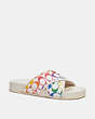 COACH®,RAINBOW SIGNATURE CROSSOVER SANDAL,Chalk,Front View