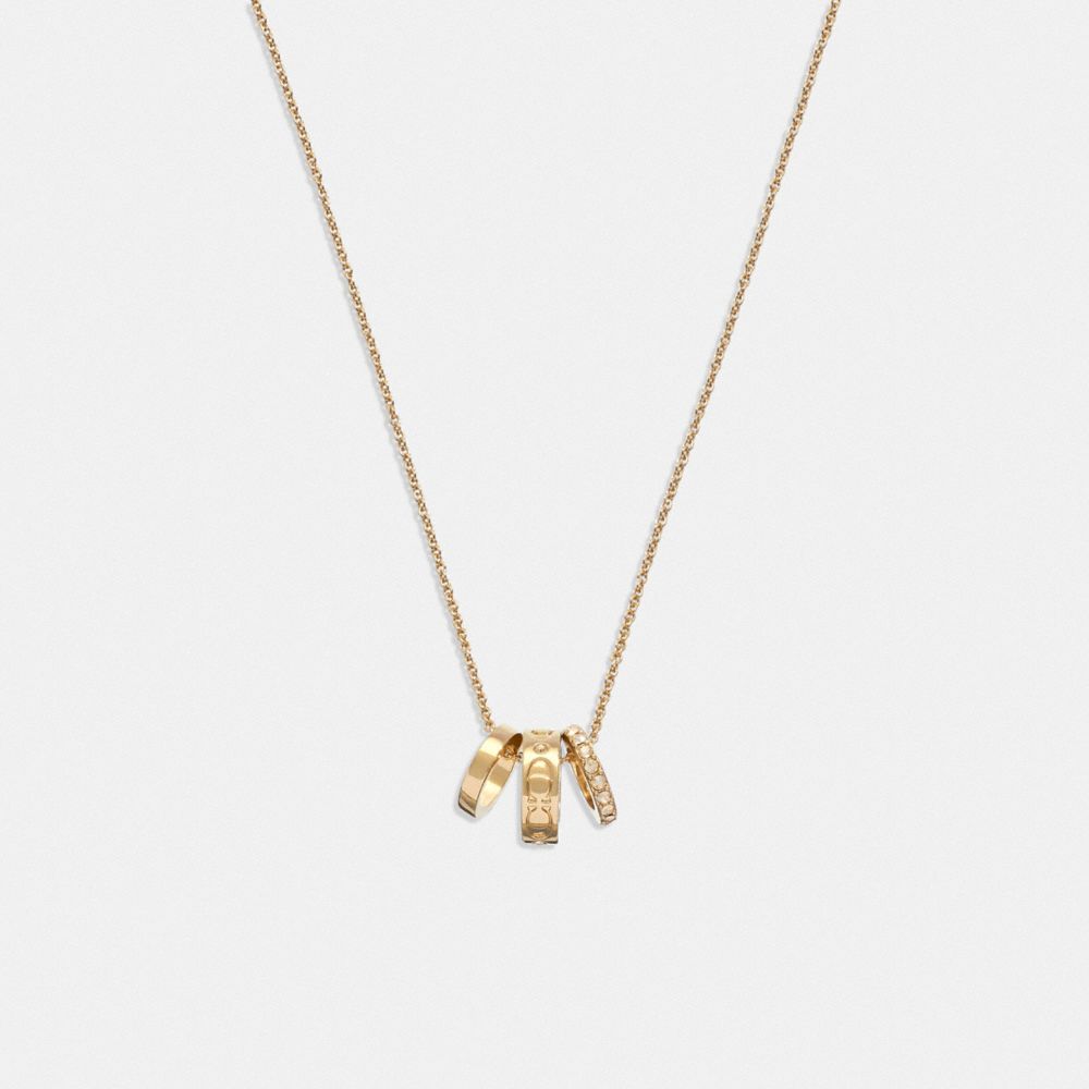 COACH®,SIGNATURE RONDELL NECKLACE,Gold,Front View image number 0