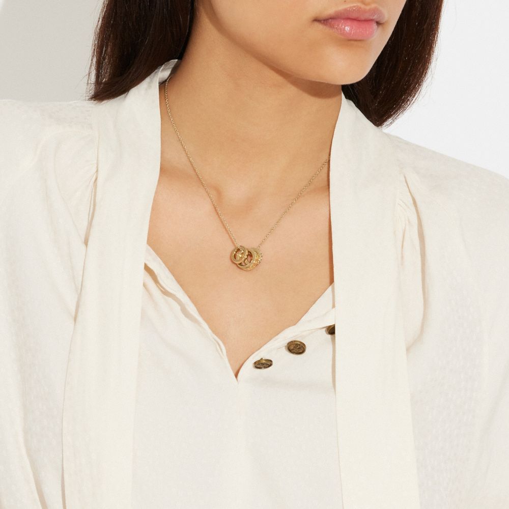 COACH®,SIGNATURE RONDELL NECKLACE,Gold,Detail View