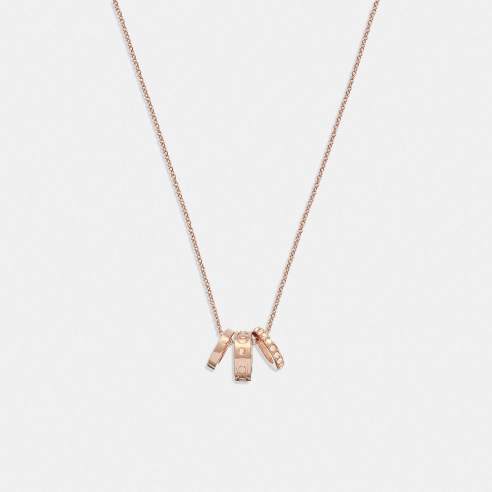 COACH®,SIGNATURE RONDELL NECKLACE,Rose Gold,Front View