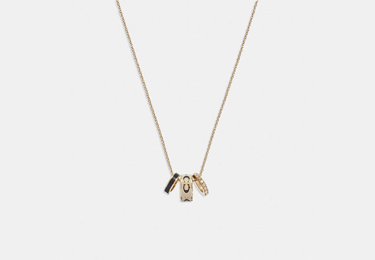 COACH®,SIGNATURE ENAMEL RONDELL NECKLACE,Gold/White,Front View