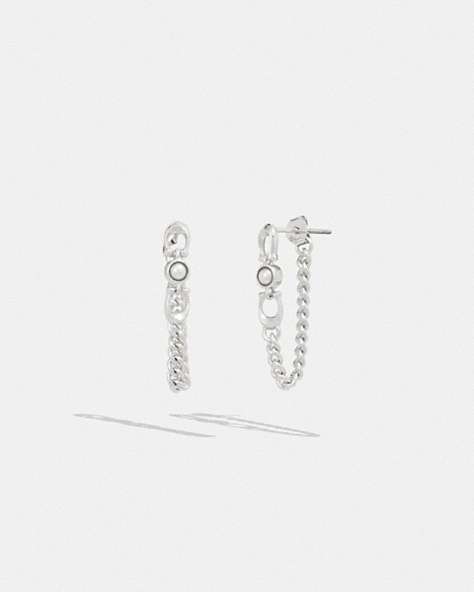 COACH®,SIGNATURE CHAIN EARRINGS,Silver,Front View
