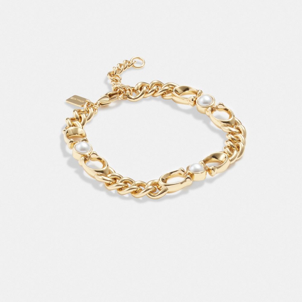 Coach Outlet Signature Padlock and Key Charm Bracelet - Yellow