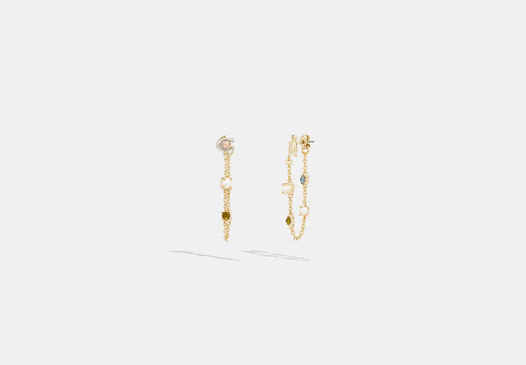 COACH®,SIGNATURE REXY MISMATCH EARRINGS,Gold/Pearl,Front View