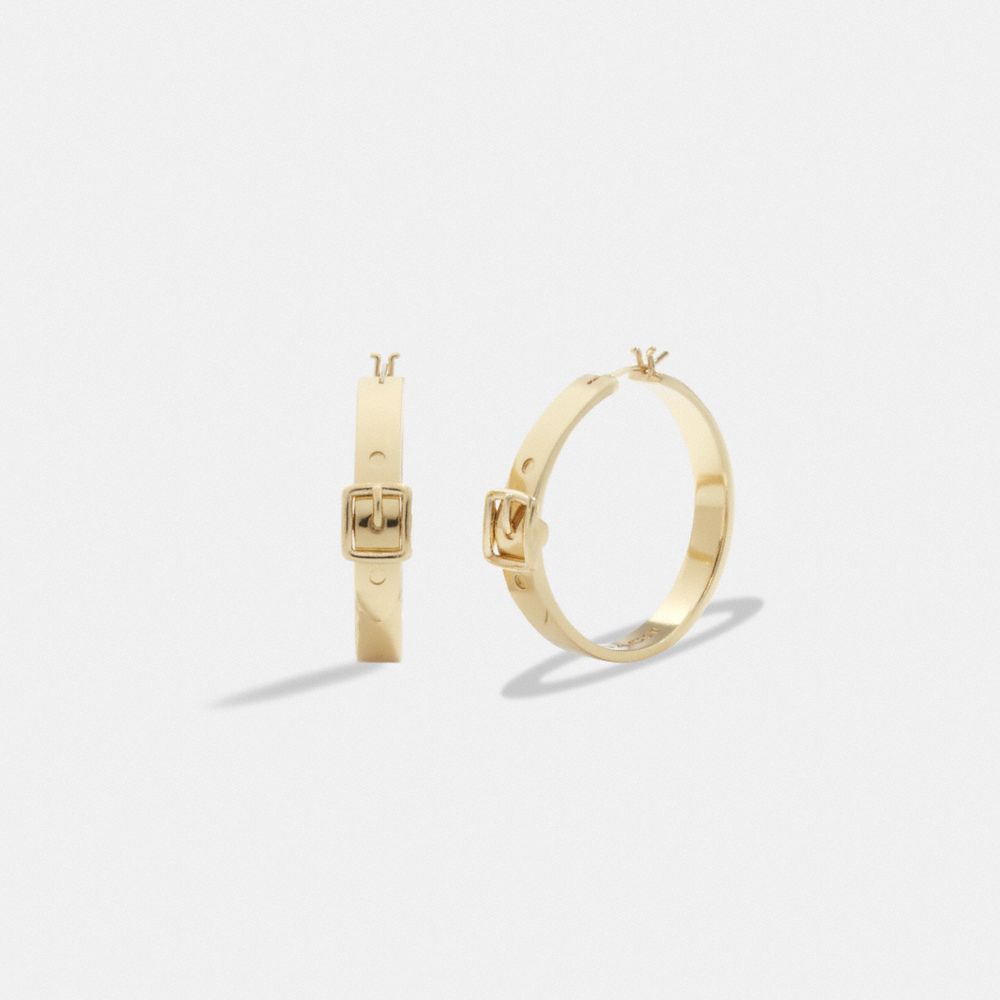 COACH®,Buckle Small Hoop Earrings,,Front View