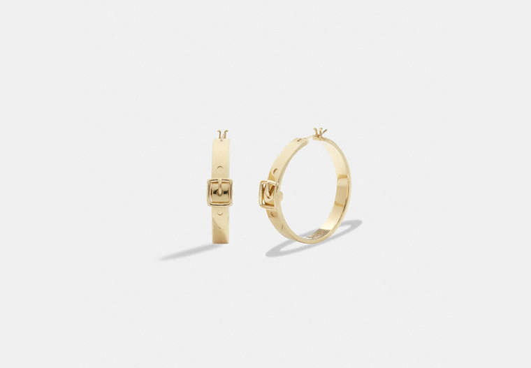 COACH®,BUCKLE SMALL HOOP EARRINGS,Gold,Front View