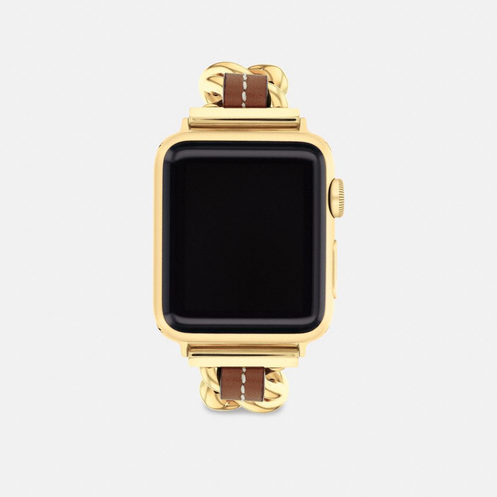 COACH®,APPLE WATCH® STRAP, 38MM, 40MM AND 41MM,Leather,Saddle,Front View