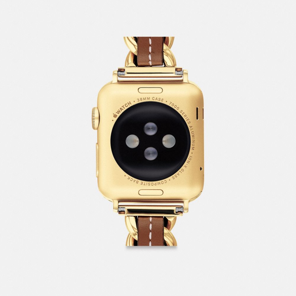 COACH®,APPLE WATCH® STRAP, 38MM, 40MM AND 41MM,Leather,Saddle,Back View