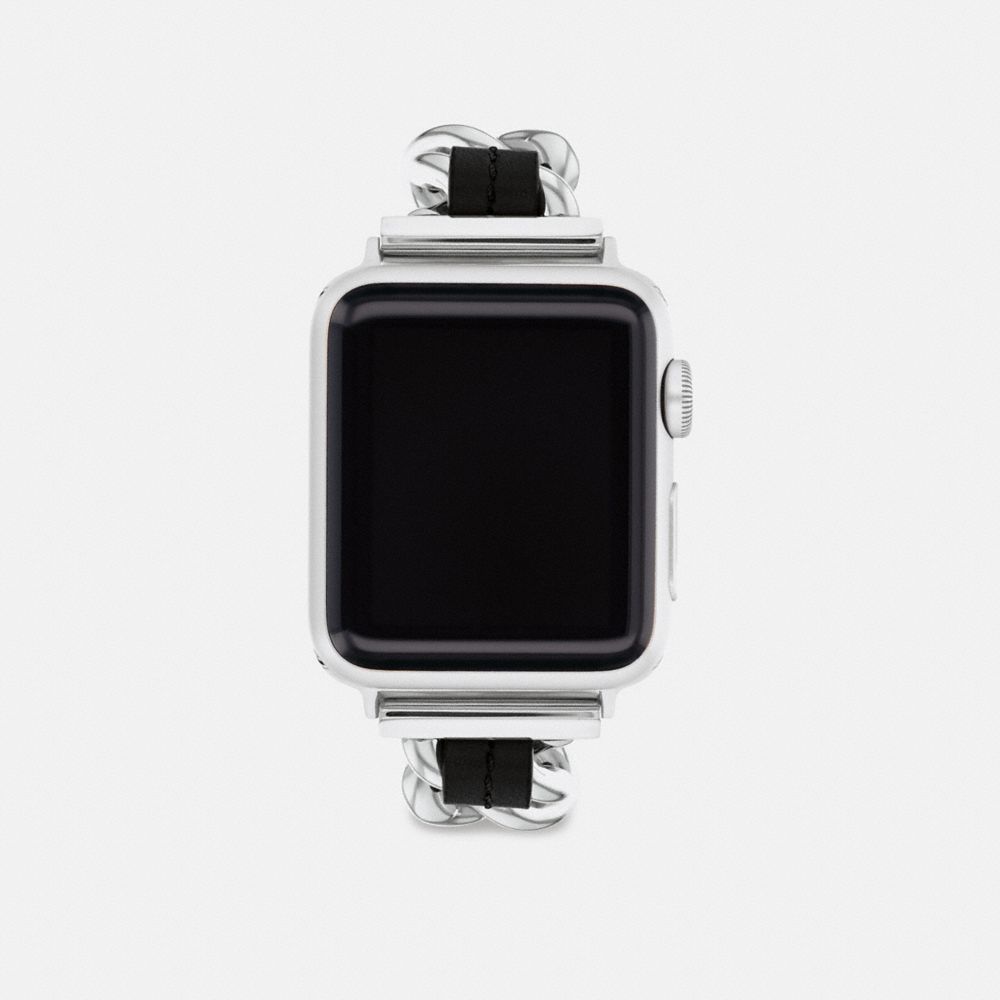 COACH®,APPLE WATCH® STRAP, 38MM, 40MM AND 41MM,Leather,Black,Front View