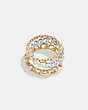 COACH®,SIGNATURE MIXED CHAIN RING SET,Plated Brass,Gold/Silver,Front View