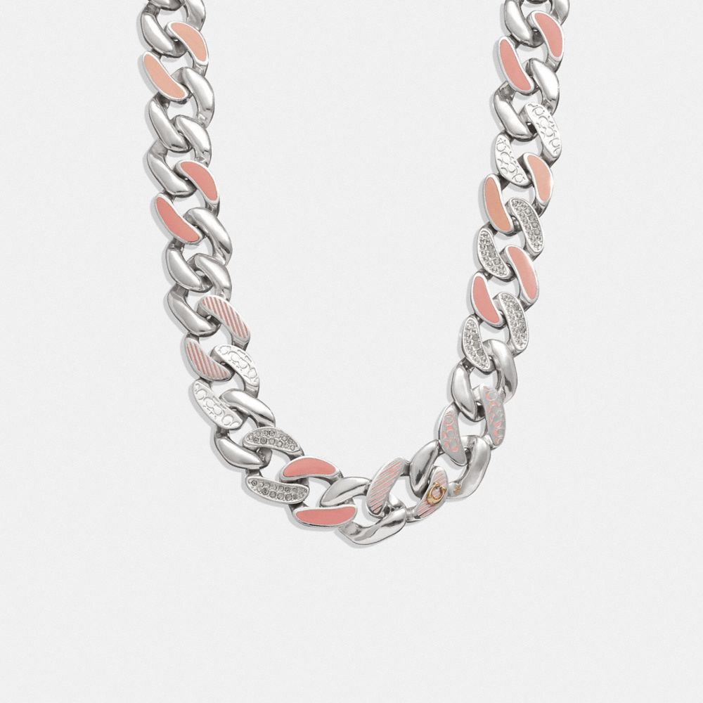COACH®,キルテッド シグネチャー リンク エナメル パヴェ ネックレス,ネックレス,