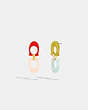 COACH®,SIGNATURE LINK DROP EARRINGS,Gold/Multi,Front View