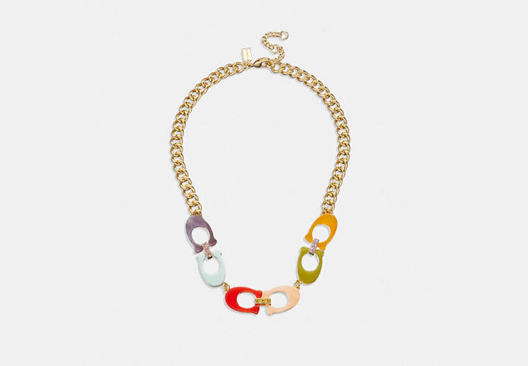 COACH®,SIGNATURE CHAIN LINK NECKLACE,Gold/Multi,Front View