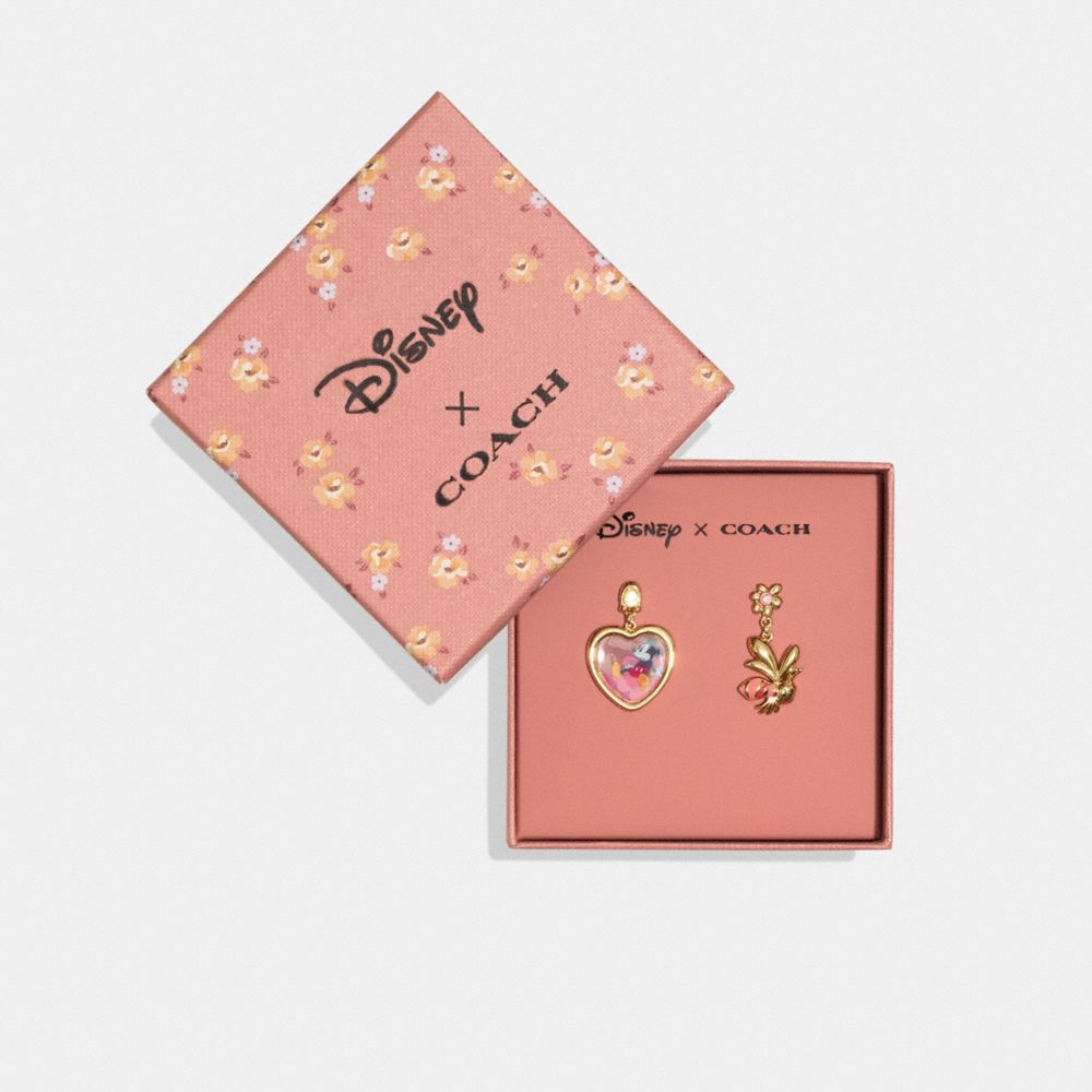 Disney X Coach Mickey Mouse And Flower Bee Mismatch Earrings