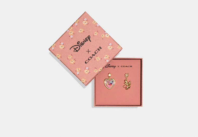 COACH®,DISNEY X COACH MICKEY MOUSE AND FLOWER BEE MISMATCH EARRINGS,Plated Brass,Gold/Multi,Front View