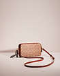 COACH®,UPCRAFTED KIRA CROSSBODY IN COLORBLOCK SIGNATURE CANVAS,Signature Coated Canvas,Mini,Brass/Tan/Rust,Angle View