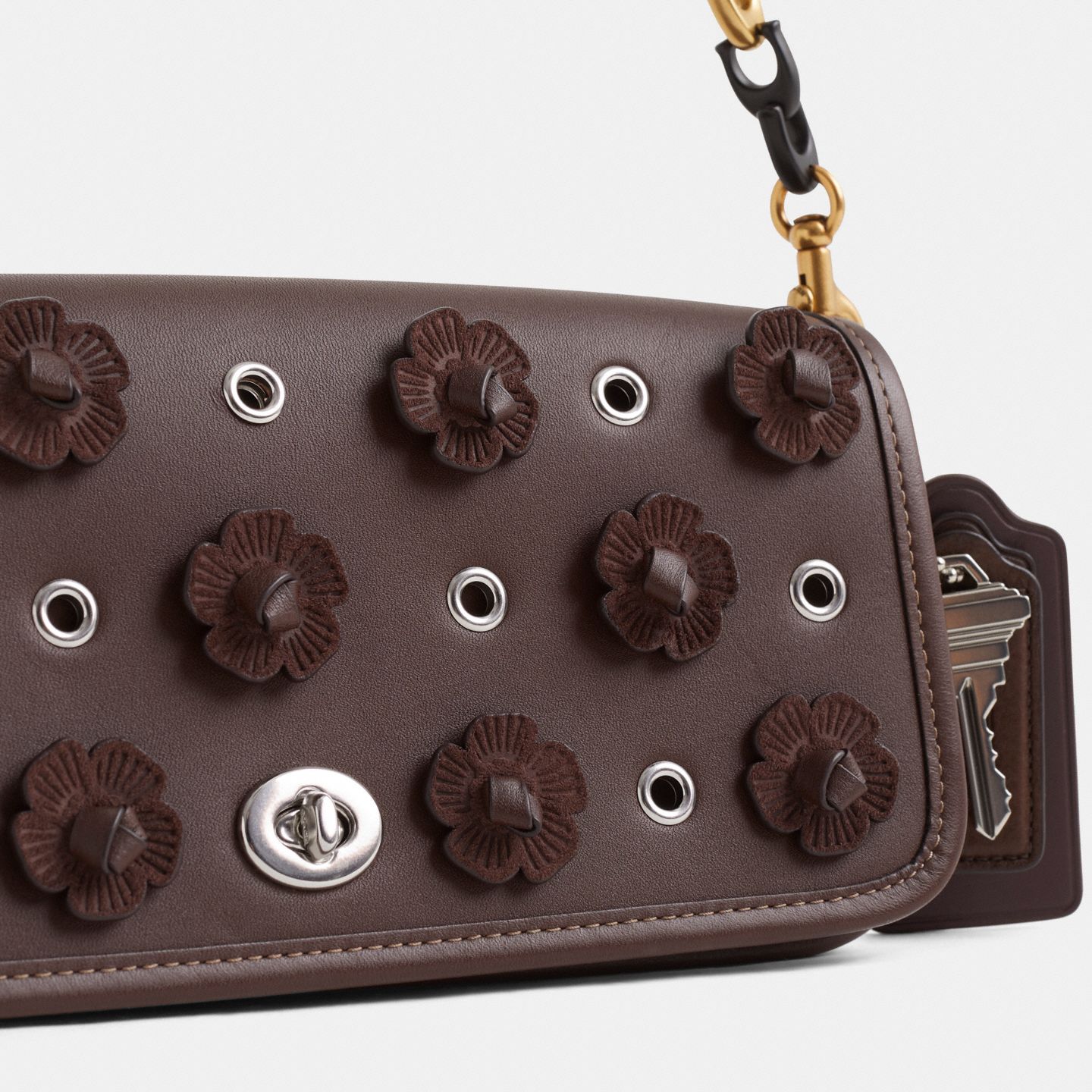 Женская сумка Coach Custom Dinky, цвет: Состаренный золотой / Кленовый — фото 4
