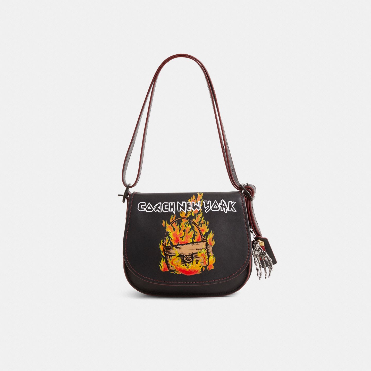 Женская сумка Coach Custom Saddle 23, цвет: Чёрный / Тёмно-бордовый — фото 1
