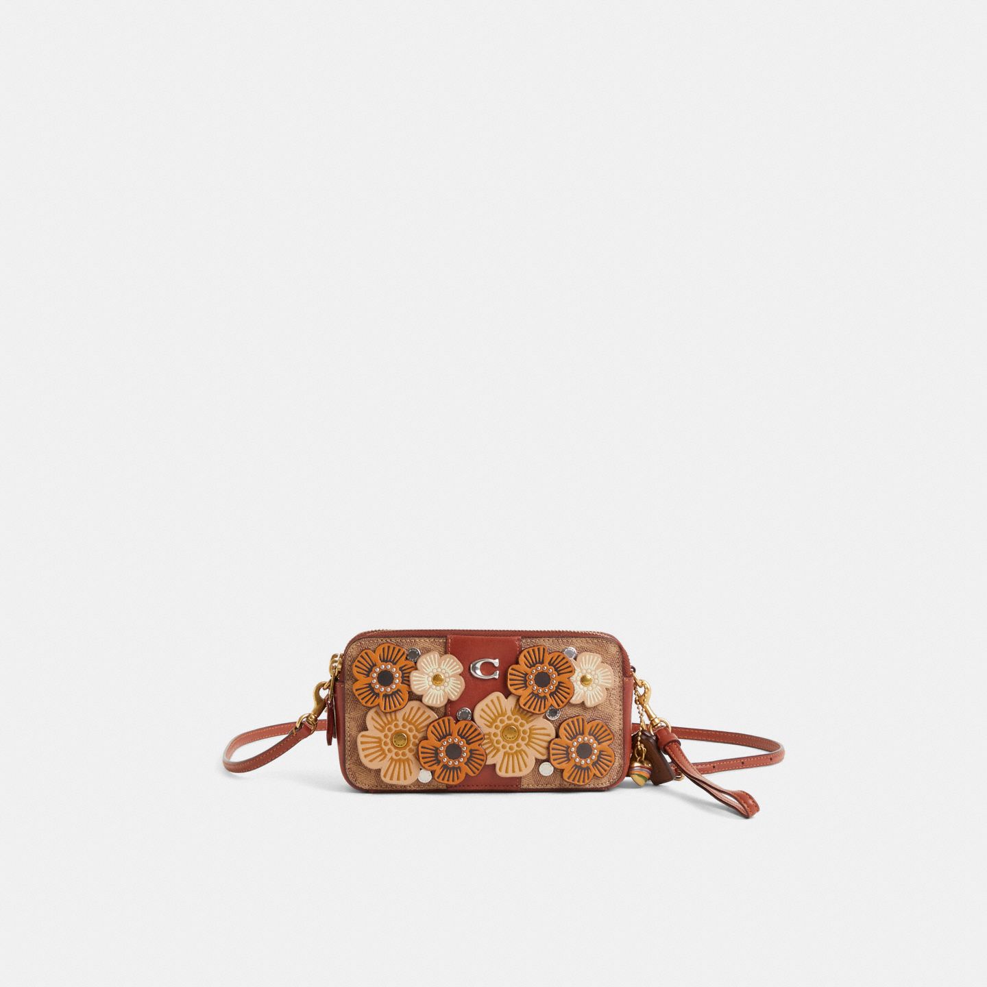 Женская сумка Coach Custom Kira Crossbody Bag In Colorblock Signature Canvas, цвет: Латунный / Рыжевато-коричневый — фото 1