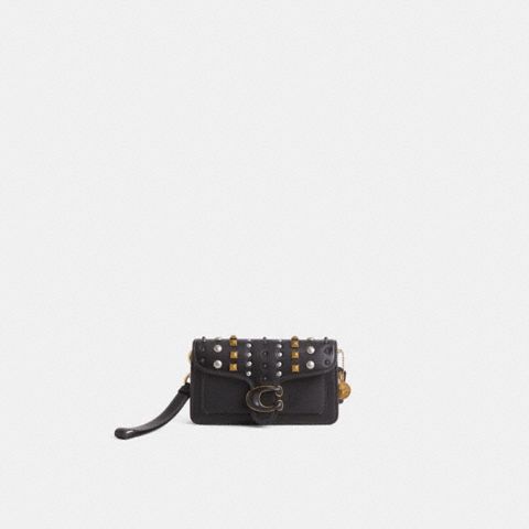 Женская сумка Coach Custom Tabby Crossbody Wristlet, цвет: Латунный / Чёрный