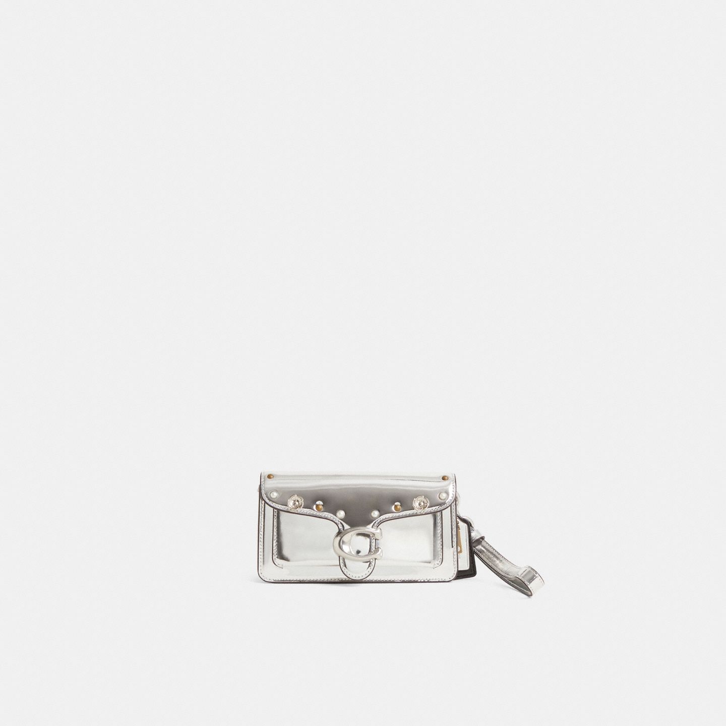 Женская сумка Coach Custom Tabby Wristlet In Silver Metallic, цвет: Серебряный — фото 1
