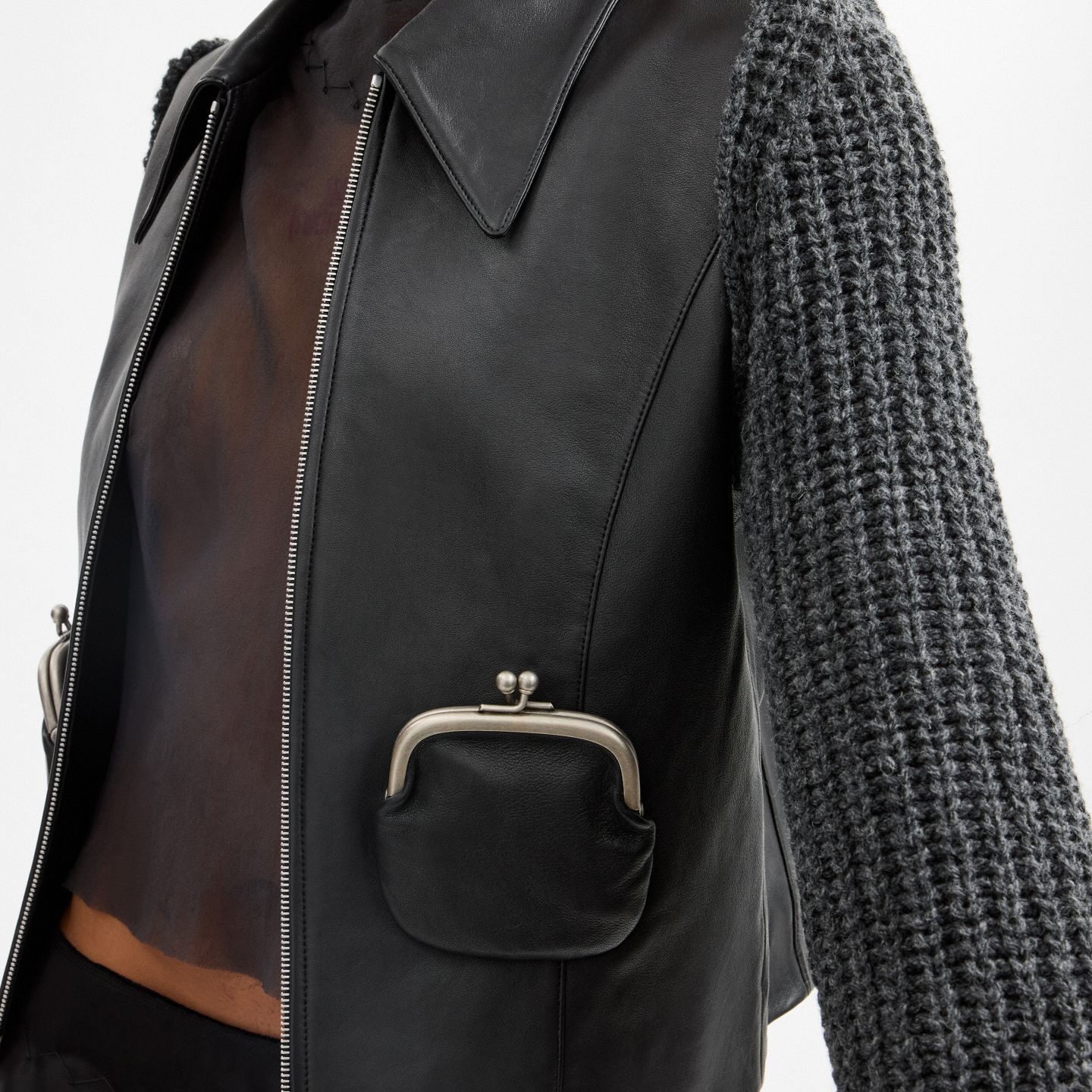 Женская куртка Coach Buy Now Kisslock Leather, цвет: Чёрный — фото 4