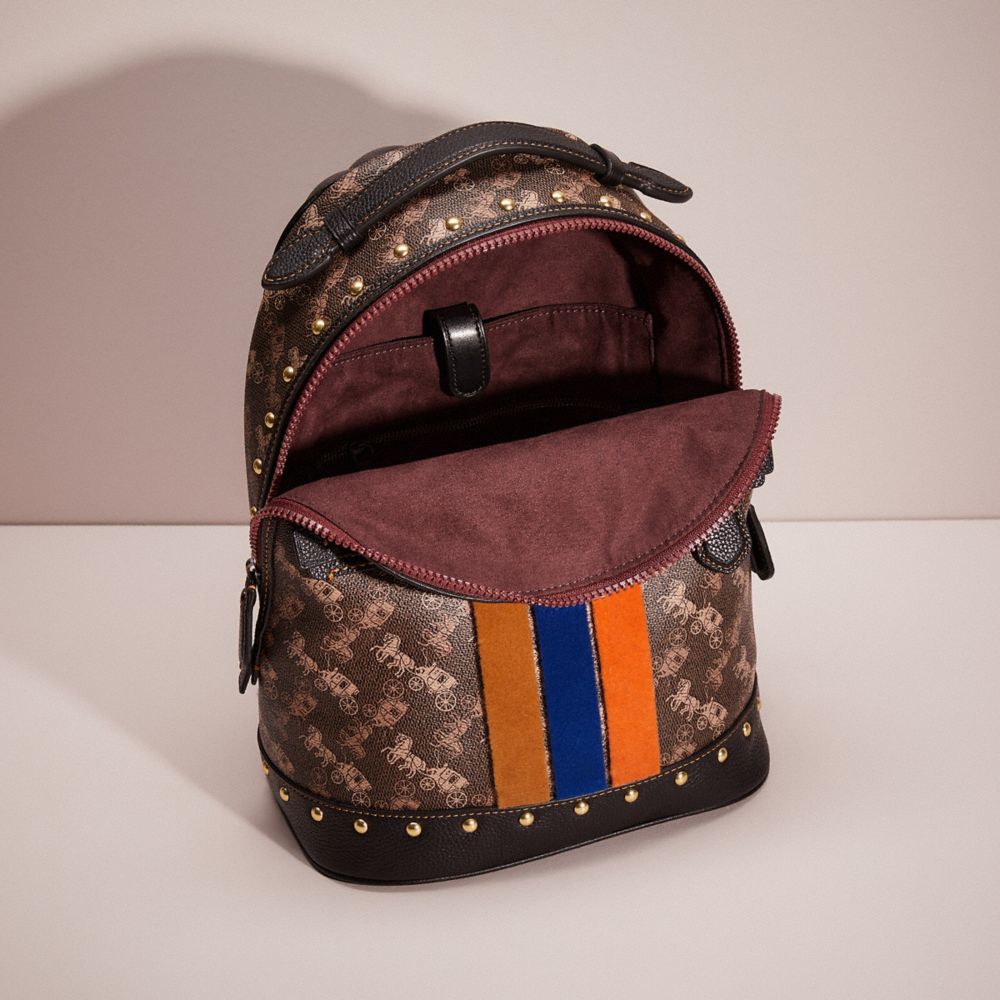 Upcrafted Barrow Backpack With Horse And Carriage Print And Varsity Stripe