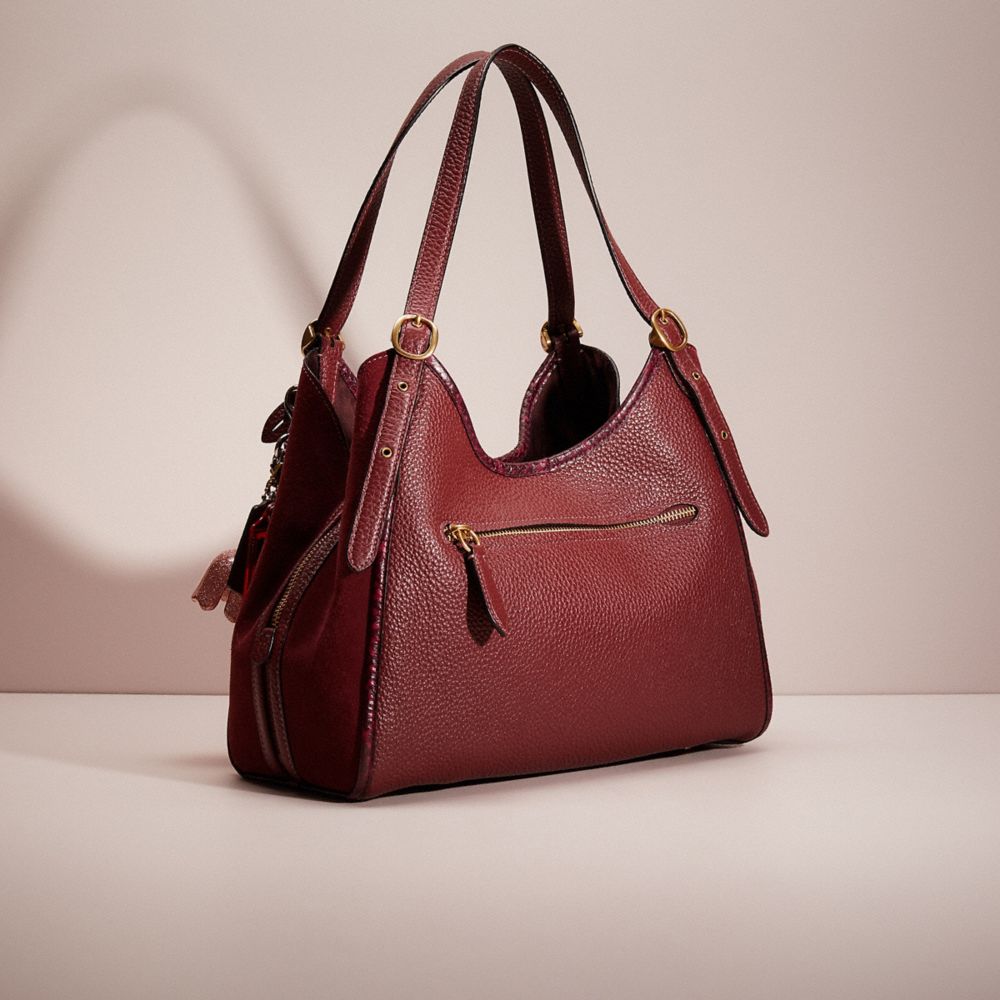 COACH®,Cuir de serpent,Laiton/Rouge Vin,Angle View
