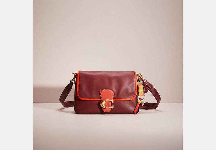COACH®,UPCRAFTED SOFT TABBY SHOULDER BAG,Smooth Leather,Small,Brass/Deep Berry Multi,Front View