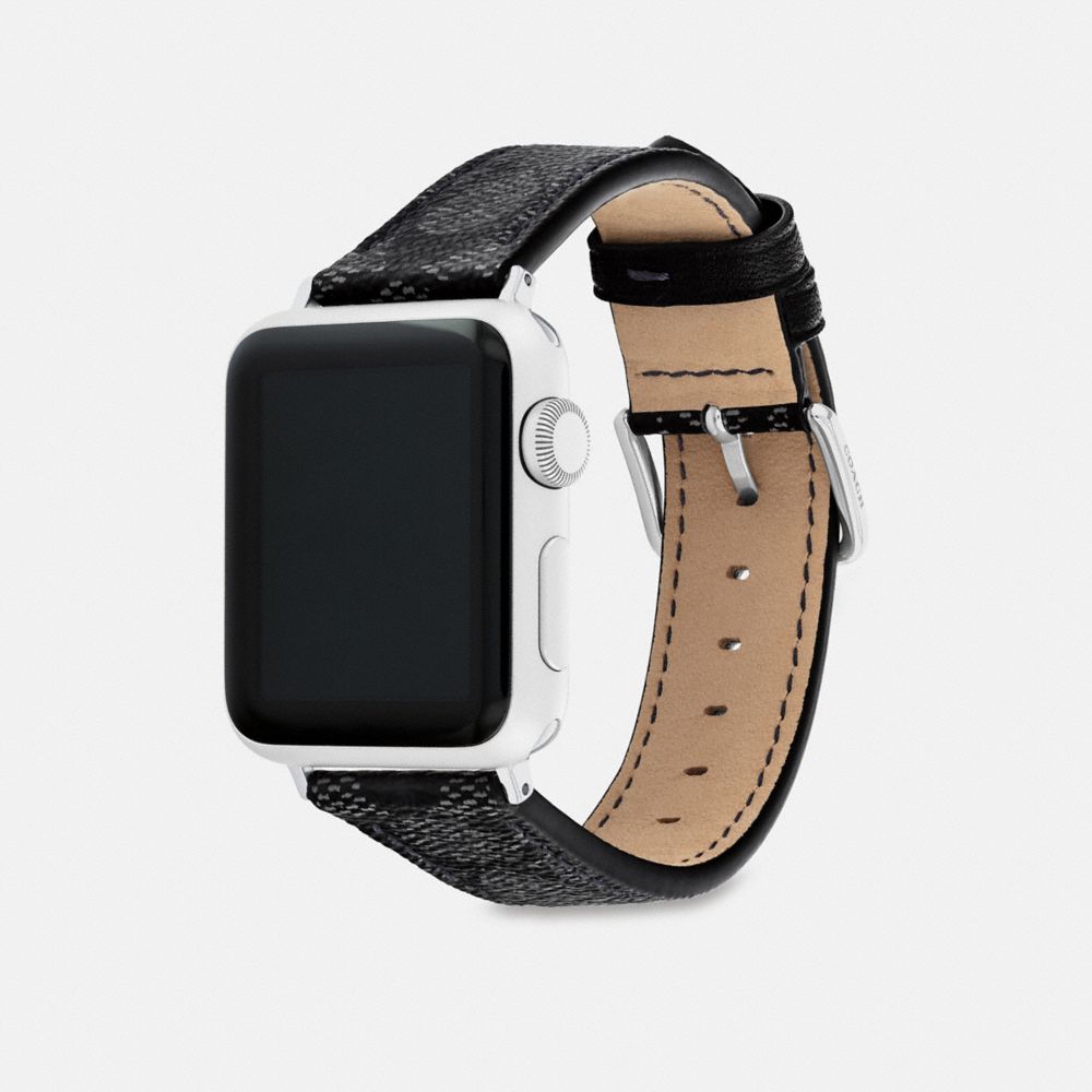COACH®,APPLE WATCH® STRAP, 38MM AND 40MM,Graphite,Angle View