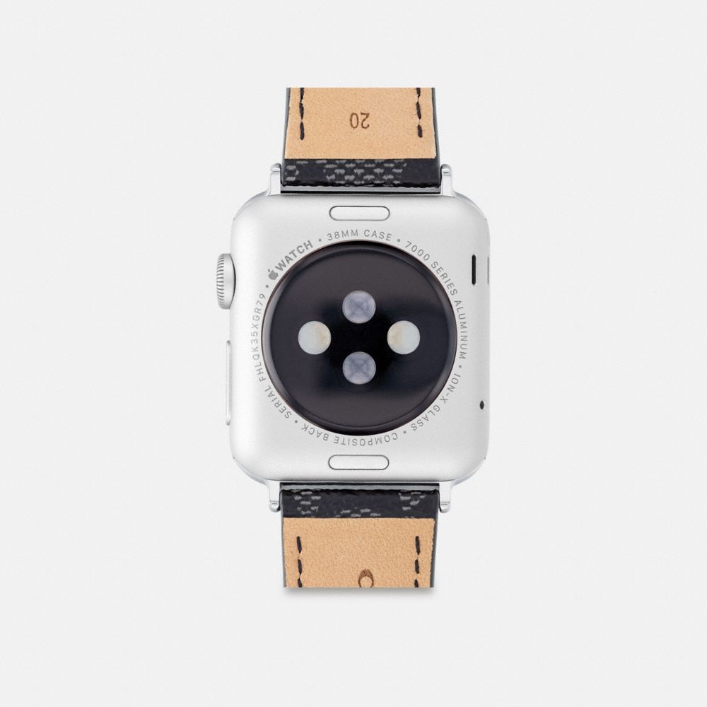 COACH®,APPLE WATCH® STRAP, 38MM AND 40MM,Graphite,Back View