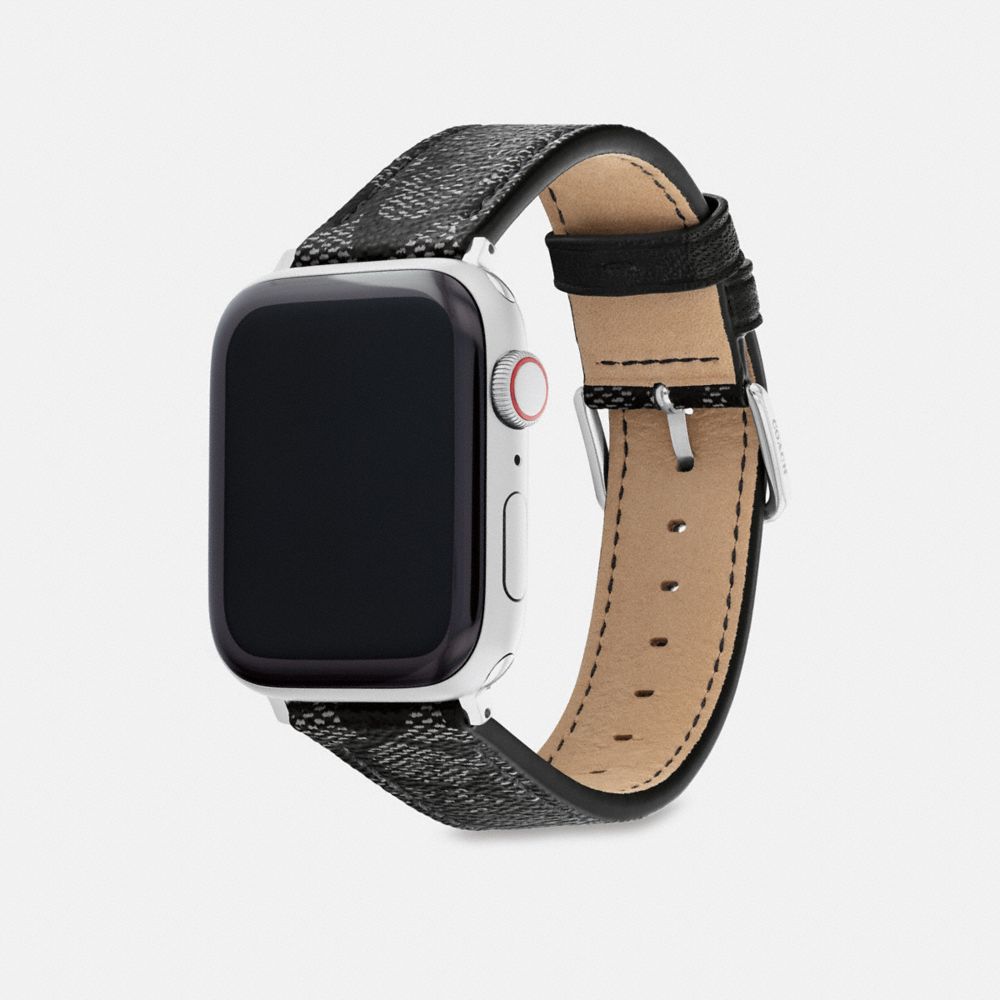 COACH®,APPLE WATCH® STRAP, 42MM AND 44MM,Graphite,Angle View