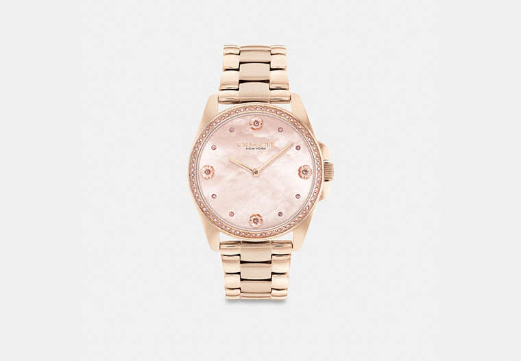 COACH®,GREYSON WATCH, 36MM,Rose Gold,Front View