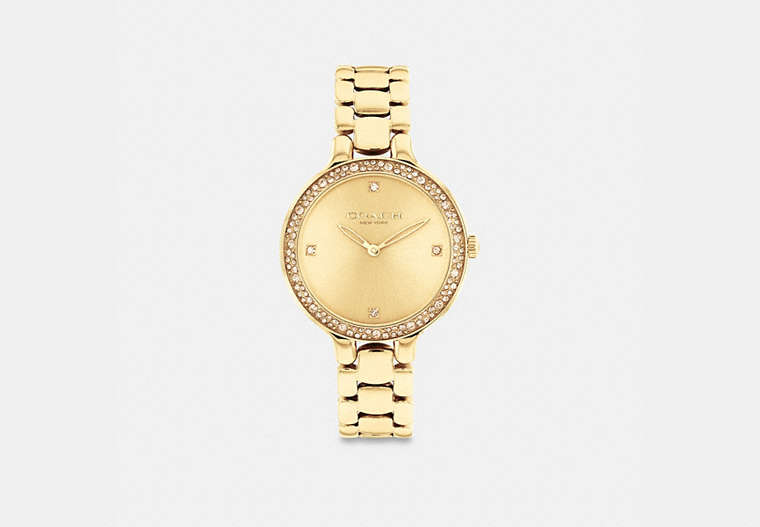 COACH®,CHELSEA WATCH, 32MM,Gold,Front View