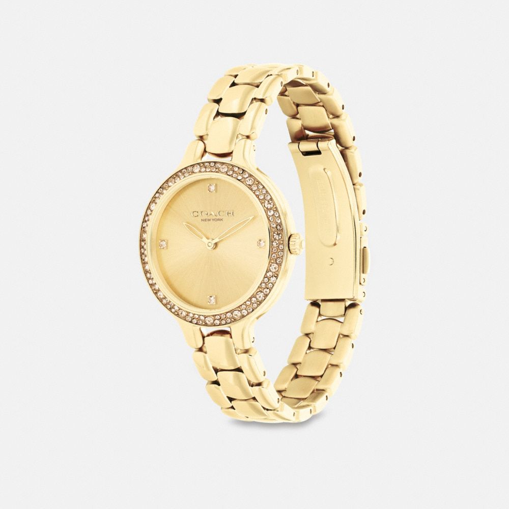 COACH®,CHELSEA WATCH, 32MM,Gold,Angle View