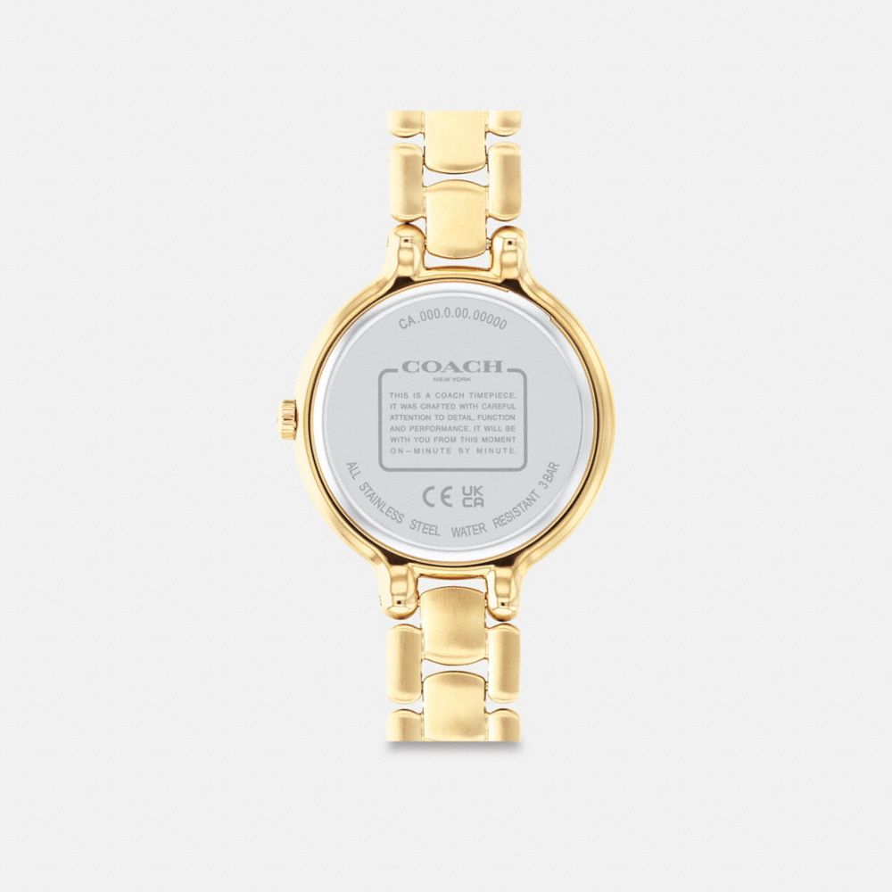 COACH®,CHELSEA WATCH, 32MM,Gold,Back View