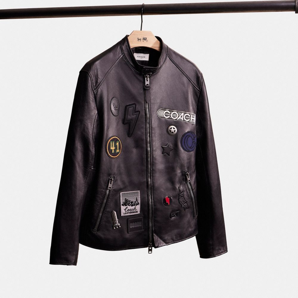 Coach leather outlet racer jacket