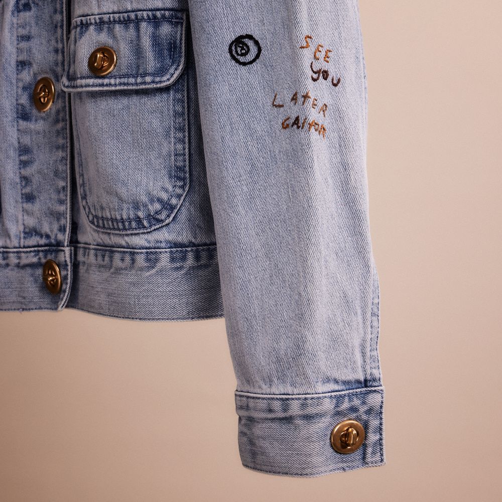 Coach Restored Washed Denim Jacket In Vintage Stone Wash