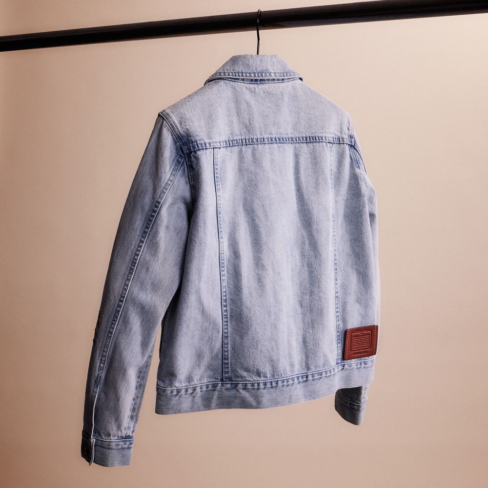 Coach Restored Washed Denim Jacket In Vintage Stone Wash