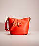 COACH®,RESTORED TALI BUCKET BAG,Smooth Leather,Medium,Brass/Red Orange,Front View