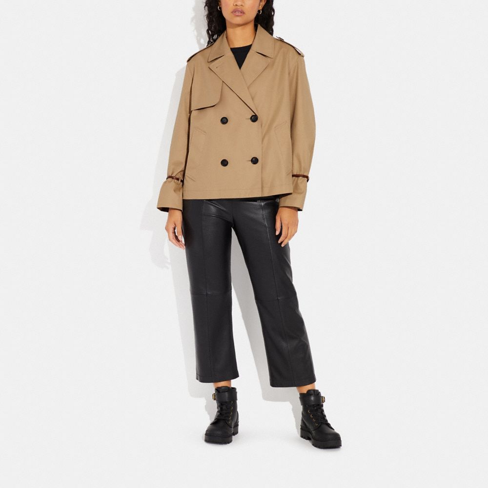 COACH®,RELAXED SHORT TRENCH COAT,Classic Khaki,Scale View