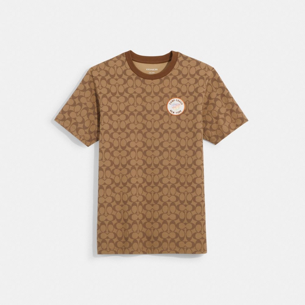 COACH®,SIGNATURE CAMP T-SHIRT,Khaki Multi,Front View