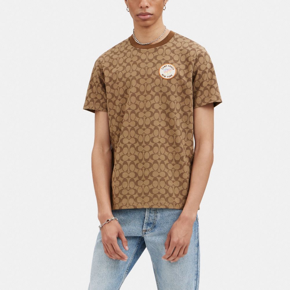 COACH®,SIGNATURE CAMP T-SHIRT,Khaki Multi,Scale View