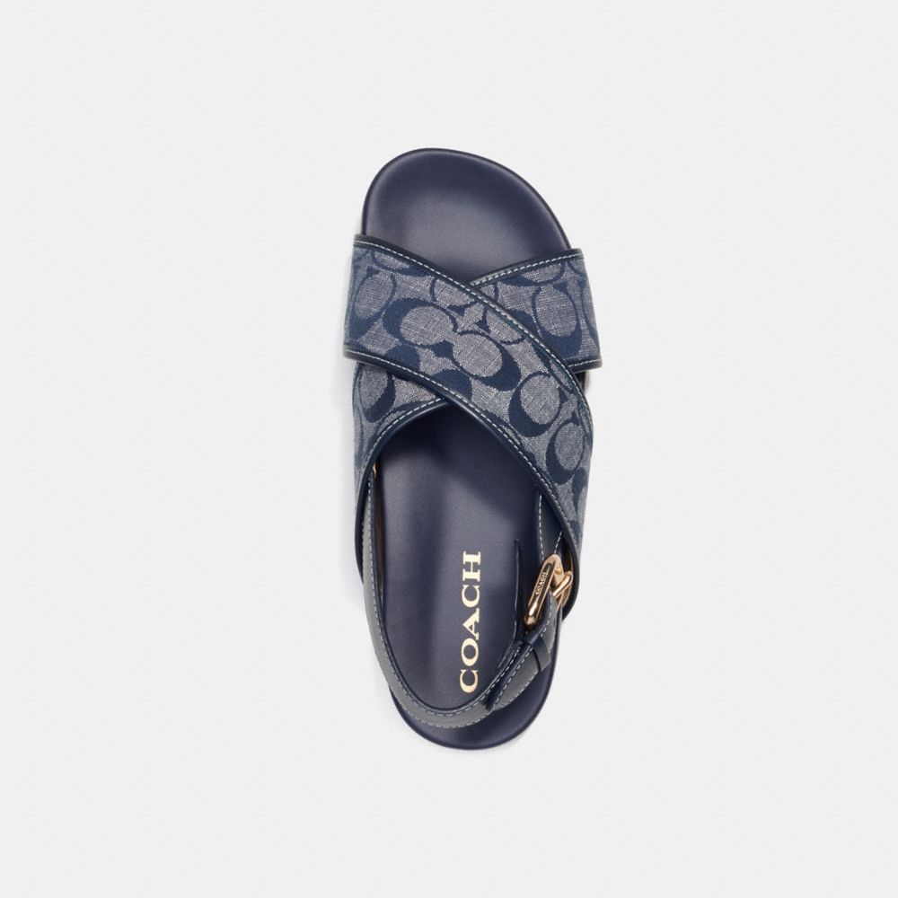 COACH®,ADORA SANDAL IN SIGNATURE CHAMBRAY,Midnight Navy,Inside View,Top View