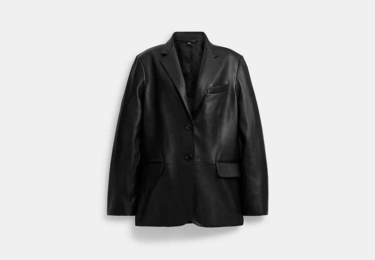 COACH®,LEATHER BLAZER,Leather,Black,Front View image number 0