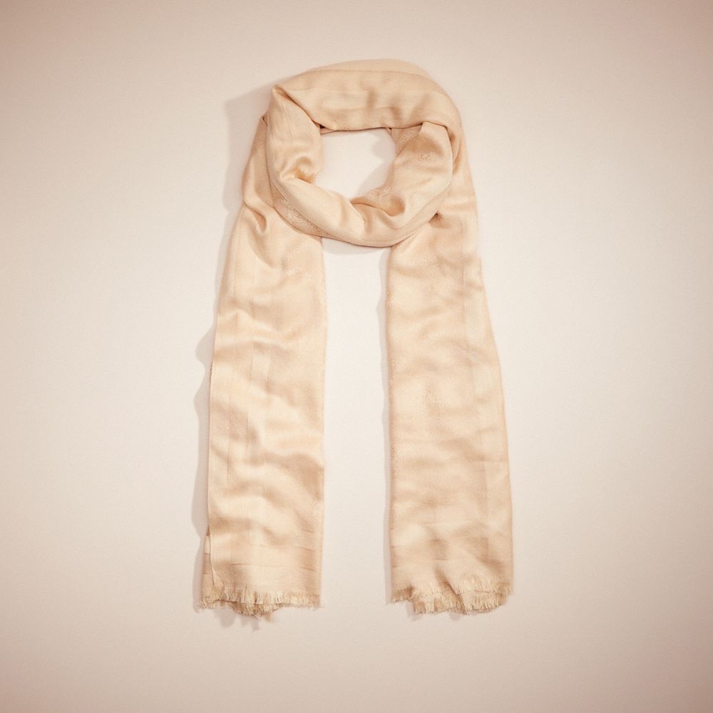 Coach Restored Horse And Carriage Print Jacquard Stole In Chalk/neutral