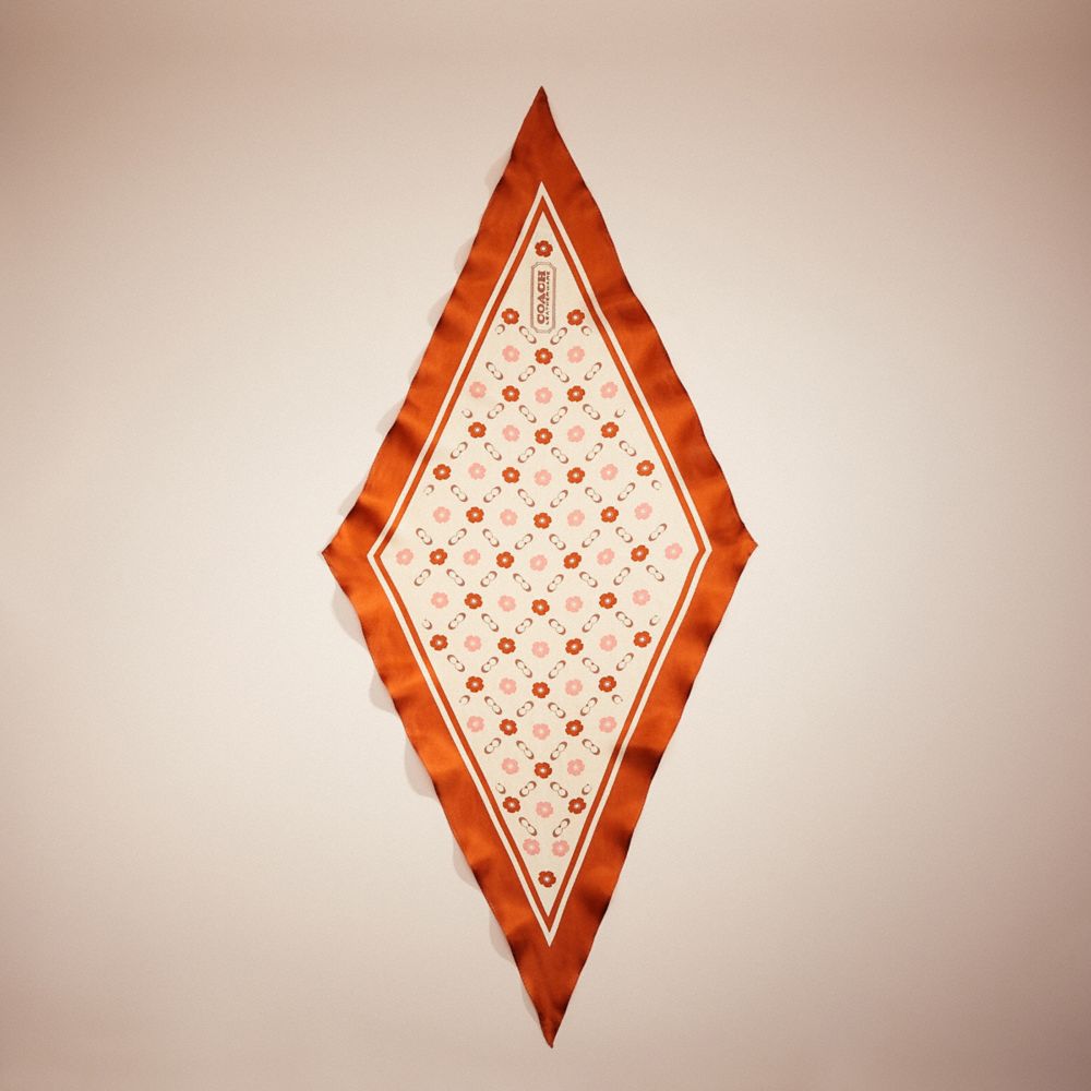 COACH®,Restored Tea Rose Print Silk Diamond Scarf,,Closer View