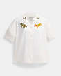 COACH®,COACH X OBSERVED BY US SHORT SLEEVE BUTTON DOWN SHIRT,cotton,White,Front View